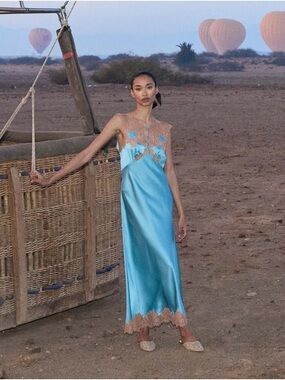 DOEN MARCELLE DRESS IN DEEP AQUAMARINE